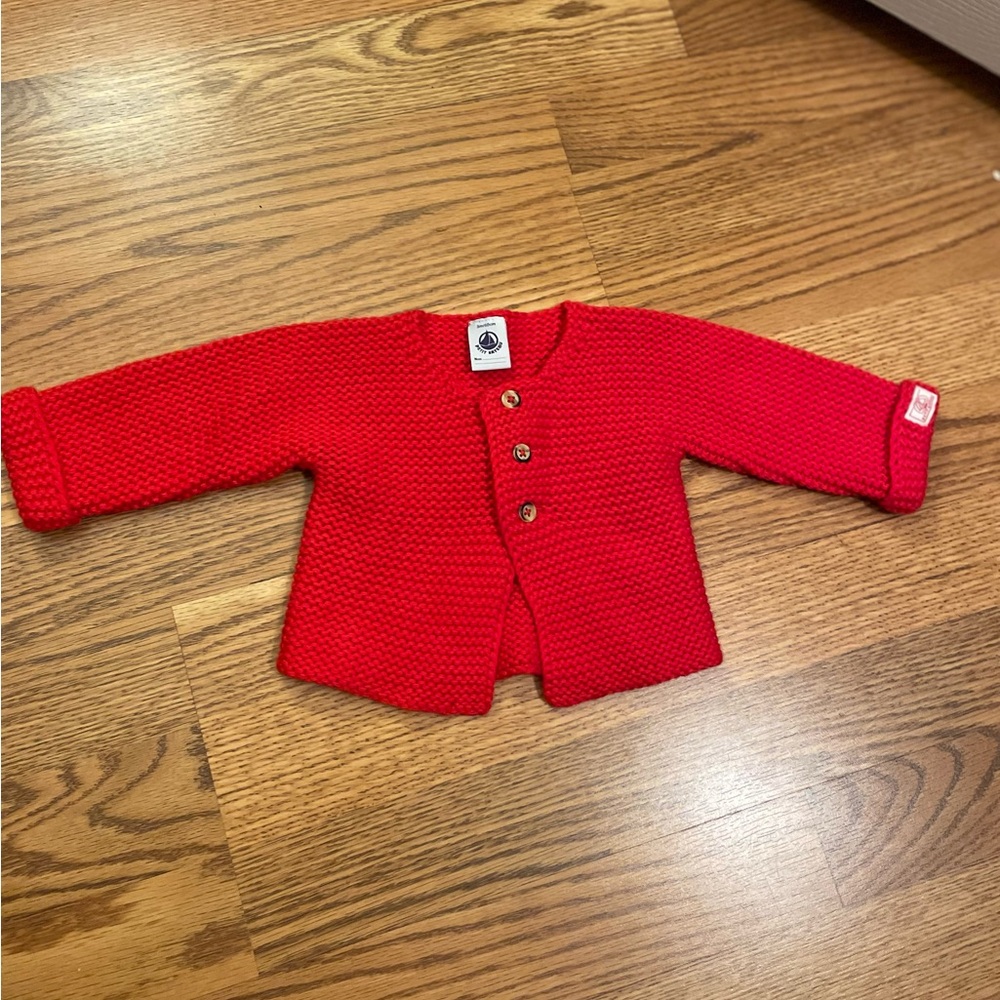 Red Knit Baby Cardigan